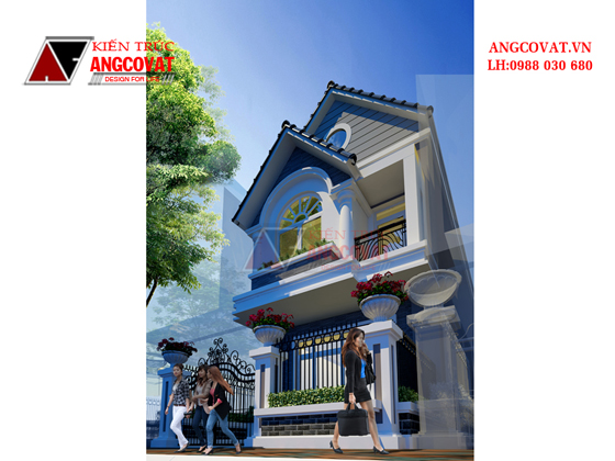 Bản vẽ thiết kế nhà 90m2 mặt tiền 5m 4 phòng ngủ ở Hải Dương BT526046