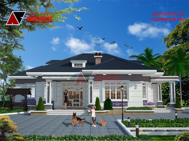 Nhà 1 tầng 3 phòng ngủ 200m2 phong cách tân cổ điển kinh phí 1,4 tỷ đồng BT321096.