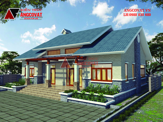 Chi tiết bản vẽ thiết kế nhà cấp 4 đẹp 160m2 mái thái 4 phòng ngủ phong cách hiện đại tại Hòa Bình BT127105