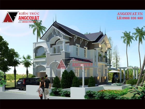 Bản vẽ nhà 2 tầng mái thái 3 phòng ngủ diện tích 180m2 BT150320