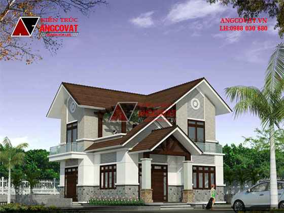 Tư vấn xây nhà diện tích 8x10m 2 mặt tiền với 3 phòng ngủ phong cách mái thái tại Thanh Hóa BT127016