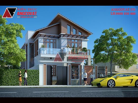 Mẫu thiết kế biệt thự 2 tầng mái ngói hiện đại BT19415