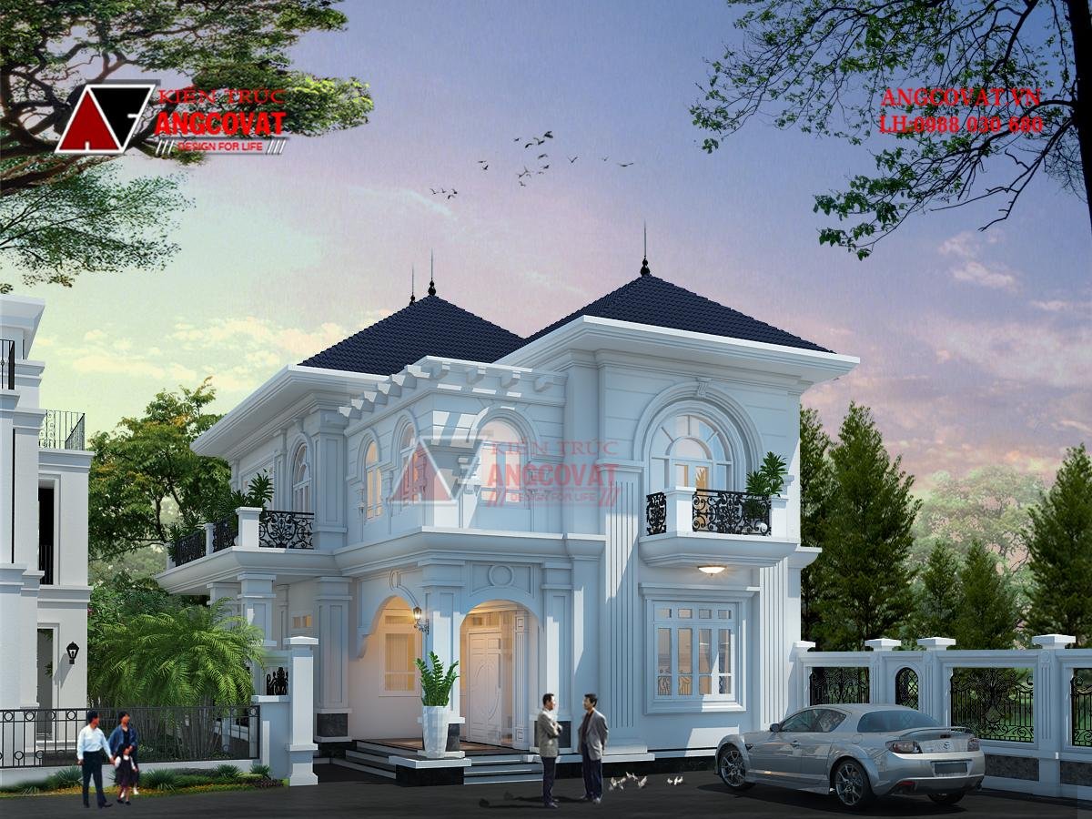 biệt thự 2 tầng mái nhật tân cổ điển