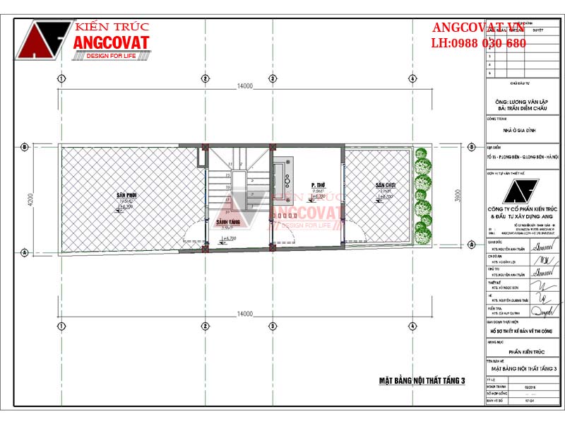 bản vẽ mặt bằng nhà 3 tầng mặt tiền 4m