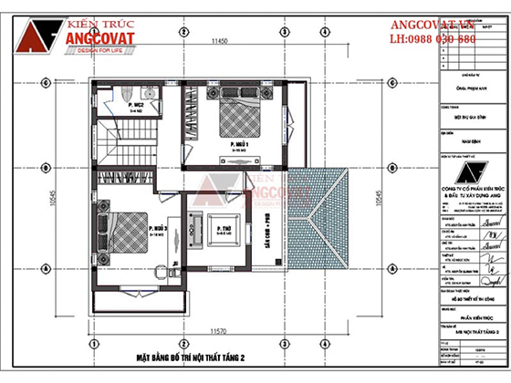 Tìm hiểu chi phí xây biệt thự mini 2 tầng diện tích 80m2 kiến trúc tân cổ điển – Mặt bằng tầng 2