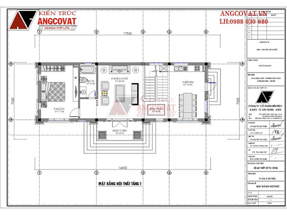 Chia sẻ chi phí xây biệt thự mini 2 tầng mặt tiền 17m kiến trúc tân cổ điển – Mặt bằng tầng 1