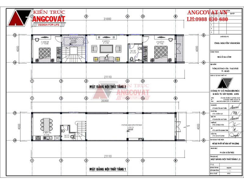 mặt bằng nhà ống 3 tầng mặt tiền 4m sâu 21m