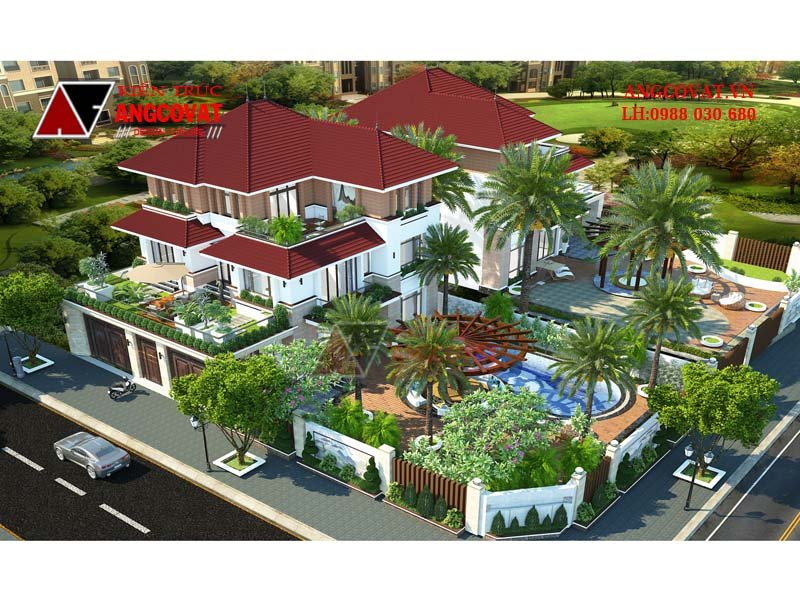 biệt thự 3 tầng mái nhật 180m2 đẹp