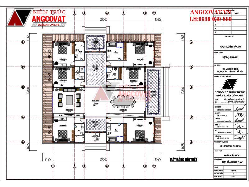 bản vẽ nhà vườn 1 tầng 6 phòng ngủ 400m2