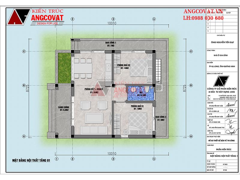 Mẫu nhà 1 tầng 80m2 2 phòng ngủ đẹp