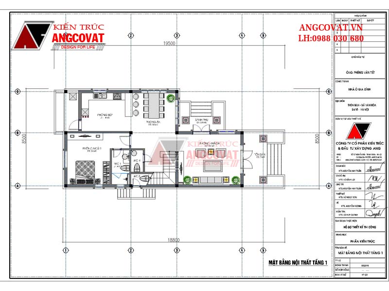 Hình ảnh 6: Mặt bằng công năng sử dụng tầng 1 mẫu thiết kế nhà 2 tầng 120m2