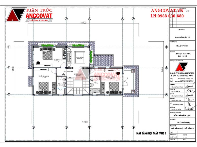 Hình ảnh 7: Mặt bằng công năng sử dụng tầng 2 mẫu thiết kế nhà 2 tầng 120m2