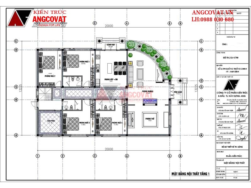 thiết kế mặt bằng biệt thự trệt 4 phòng ngủ mái thái 250m2