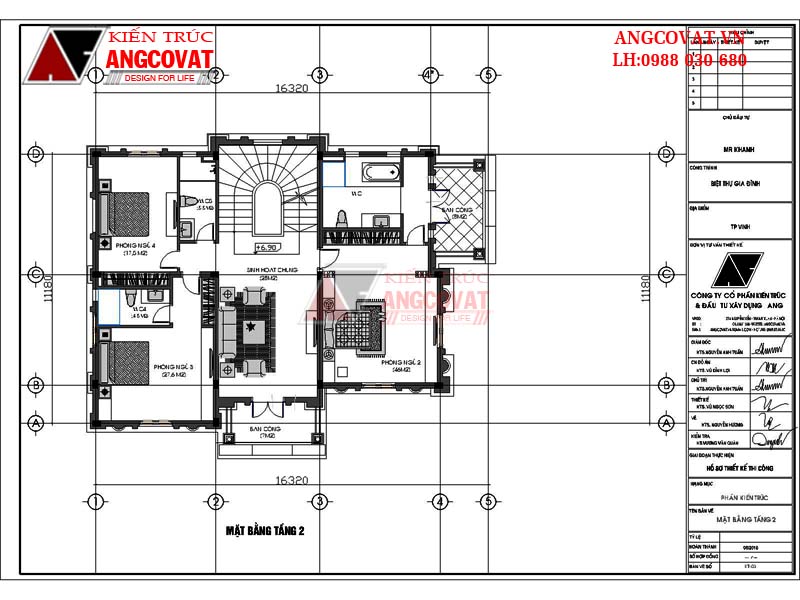 Công năng sử dụng ở tầng 2 mẫu nhà 6 phòng ngủ