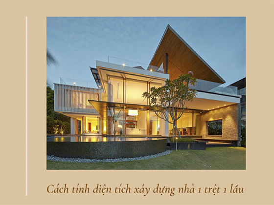 Cách tính diện tích xây dựng nhà 1 trệt 1 lầu đối với hệ thống mái dốc dán ngói