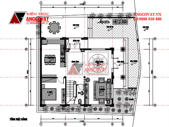 Mặt bằng bản vẽ nhà 2 tầng 100m2 1