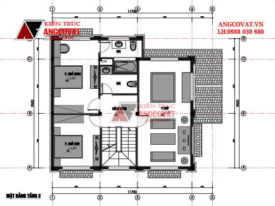 Mặt bằng bản vẽ nhà 2 tầng 100m2 3