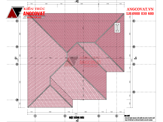 Mặt bằng mái thiết kế xây nhà 2 tầng 140m2 2