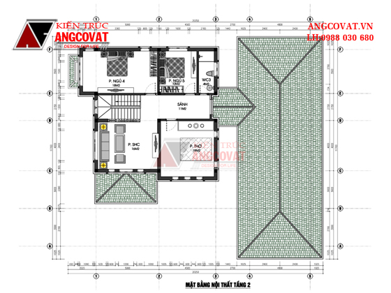 Mặt bằng nội thất nhà 2 tầng 5 phòng ngủ 3