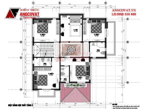 Mặt bằng tầng 1 thiết kế xây nhà 2 tầng 140m2 2
