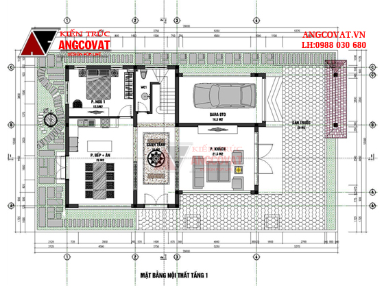 Mặt bằng thiết kế nhà 3 tầng 100m2 1