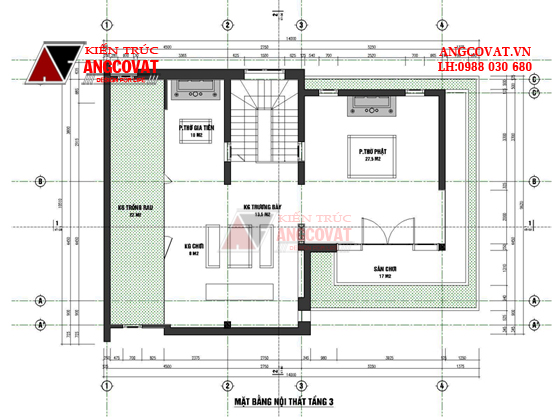 Mặt bằng thiết kế nhà 3 tầng 100m2 3