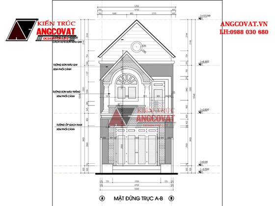 Mặt đứng bản vẽ thiết kế nhà 90m2