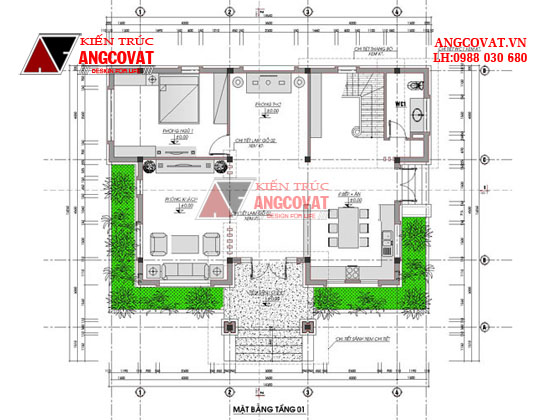 Thiet ke nha 2 tang 150m2 kích thước 15x10m kiểu thái 4 phòng ngủ