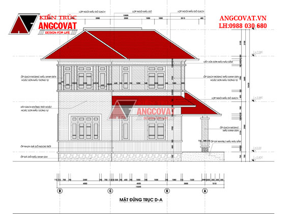 Thiet ke nha 2 tang 150m2 kích thước 15x10m kiểu thái 4 phòng ngủ