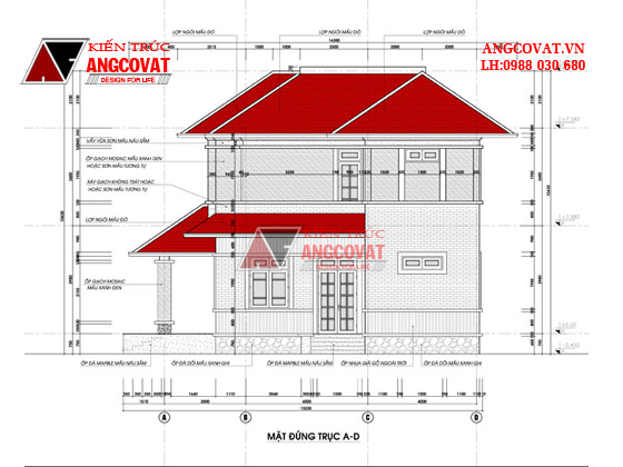 Thiet ke nha 2 tang 150m2 kích thước 15x10m kiểu thái 4 phòng ngủ