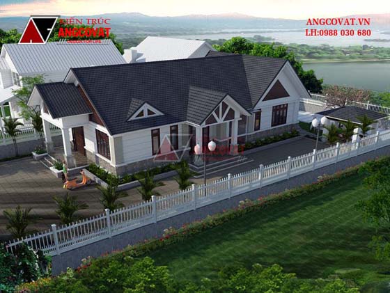 Hình ảnh thiết kế nhà đẹp mặt tiền 8m kích thước 160m2