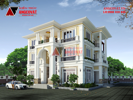 Phối cảnh nhà 3 tầng mái bằng 6
