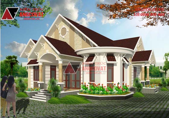 Thiết kế mẫu nhà biệt thự 10x20m 1 tầng 3 phòng ngủ kiểu Âu đẹp mê ly