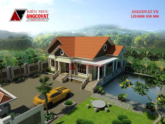 Phối cảnh ngoại thất mẫu nhà cấp 4 đẹp 120m2 3
