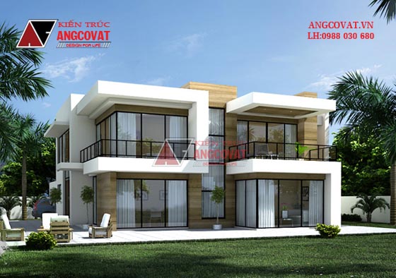 Phối cảnh ngoại thất biệt thự mặt tiền 12m 2