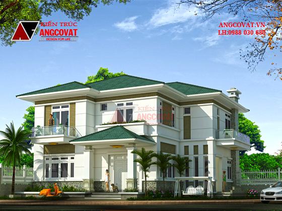 Phối cảnh thiết kê xây nhà 2 tầng 140m2 1