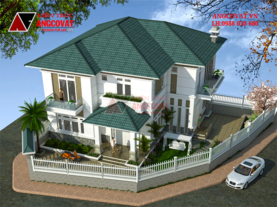 Phối cảnh thiết kê xây nhà 2 tầng 140m2 2