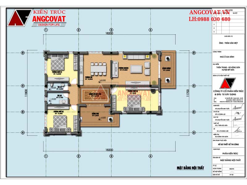 bản vẽ mặt bằng biệt thự 1 tầng 160m2