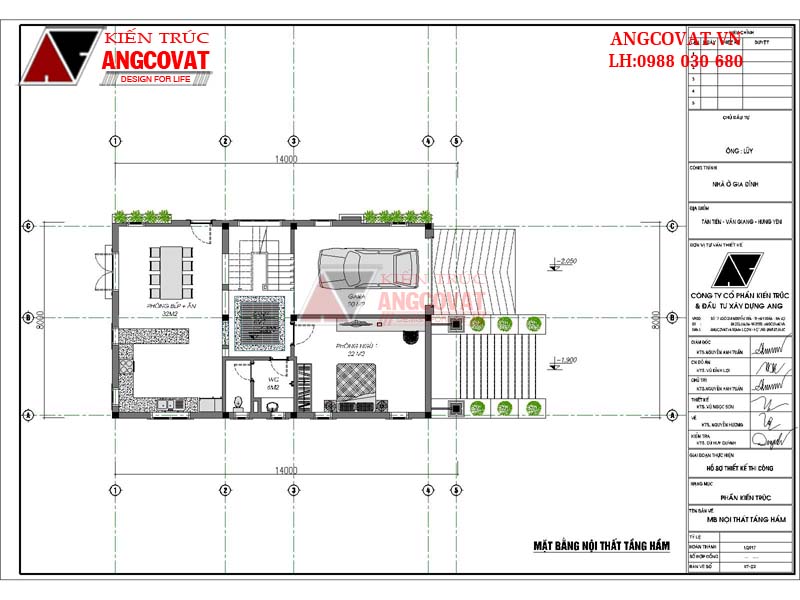 Mặt bằng tầng hầm: thiết kế nhà 1 tầng 100m2 đẹp