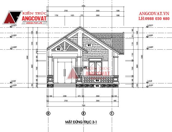 Mẫu thiết kế nhà 7x18m 1 tầng 3 phòng ngủ mái ngói đẹp tại Điện Biên