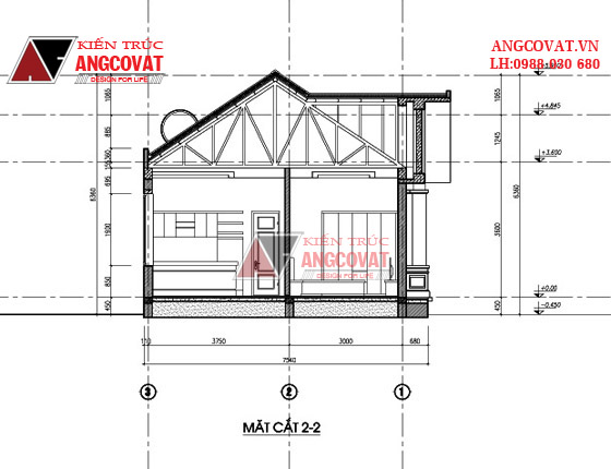Mẫu thiết kế nhà 7x18m 1 tầng 3 phòng ngủ mái ngói đẹp tại Điện Biên