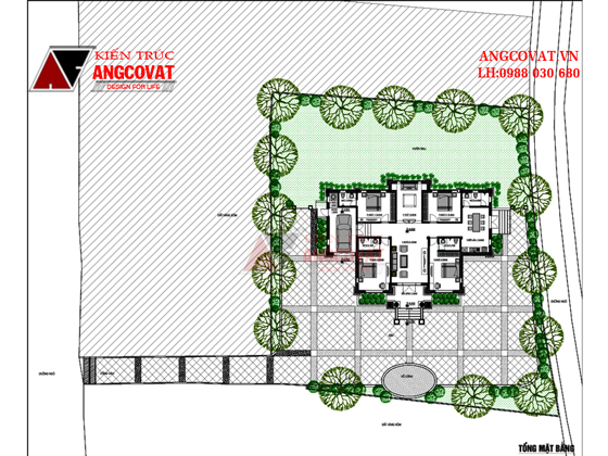 Tổng mặt bằng biệt thự 200m2 4 phòng ngủ