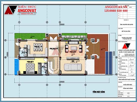 Chi tiết tổng mặt bằng mẫu nhà 2 tầng mái thái mặt phố