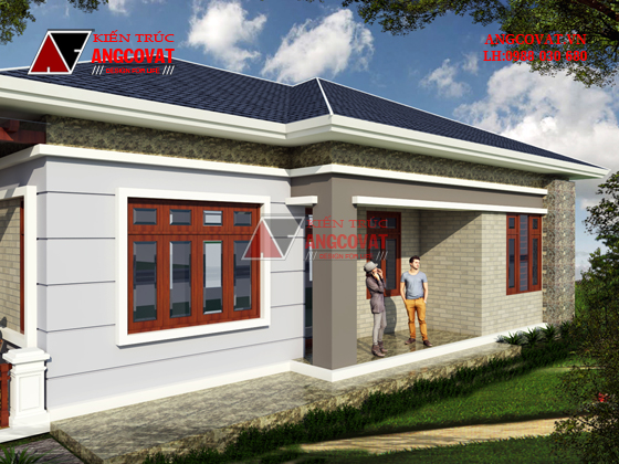 Chi tiết mẫu bản vẽ biệt thự 1 tầng diện tích 160m2 mái thái đẹp phong cách hiện đại tại Nghệ An BT12125