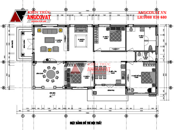 Chi tiết mẫu bản vẽ biệt thự 1 tầng diện tích 160m2 mái thái đẹp phong cách hiện đại tại Nghệ An BT12125
