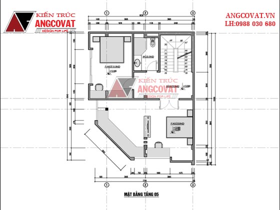 Bản vẽ nhà phố 8x16m 5 tầng 2 mặt tiền ở Hà Nội 8