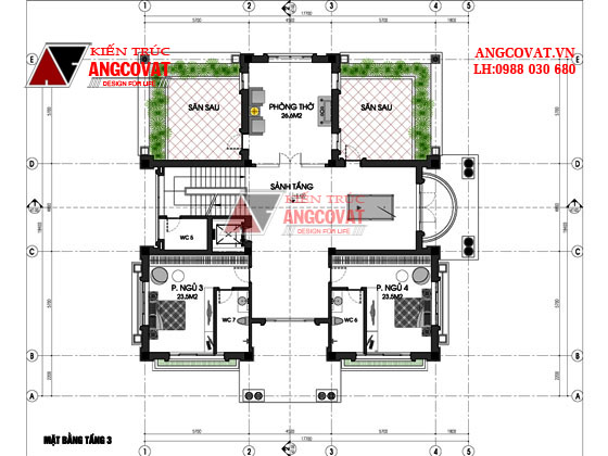 Bản vẽ thiết kế nhà 3 tầng 7