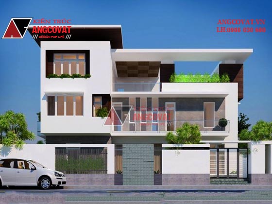 Bản vẽ thiết kế nhà mái bằng 3 tầng 2