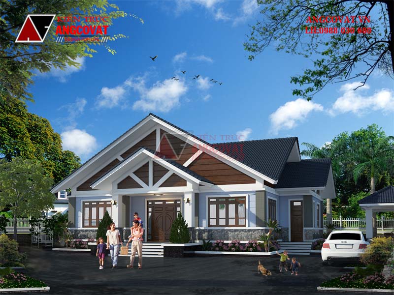 Phối cảnh 1: Biệt thự 1 tầng 2 phòng ngủ tinh tế và hiện đại.