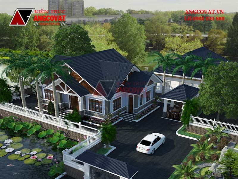 Phối cảnh 3: Vẻ kiêu xa trong biệt thự 1 tầng 2 phòng ngủ